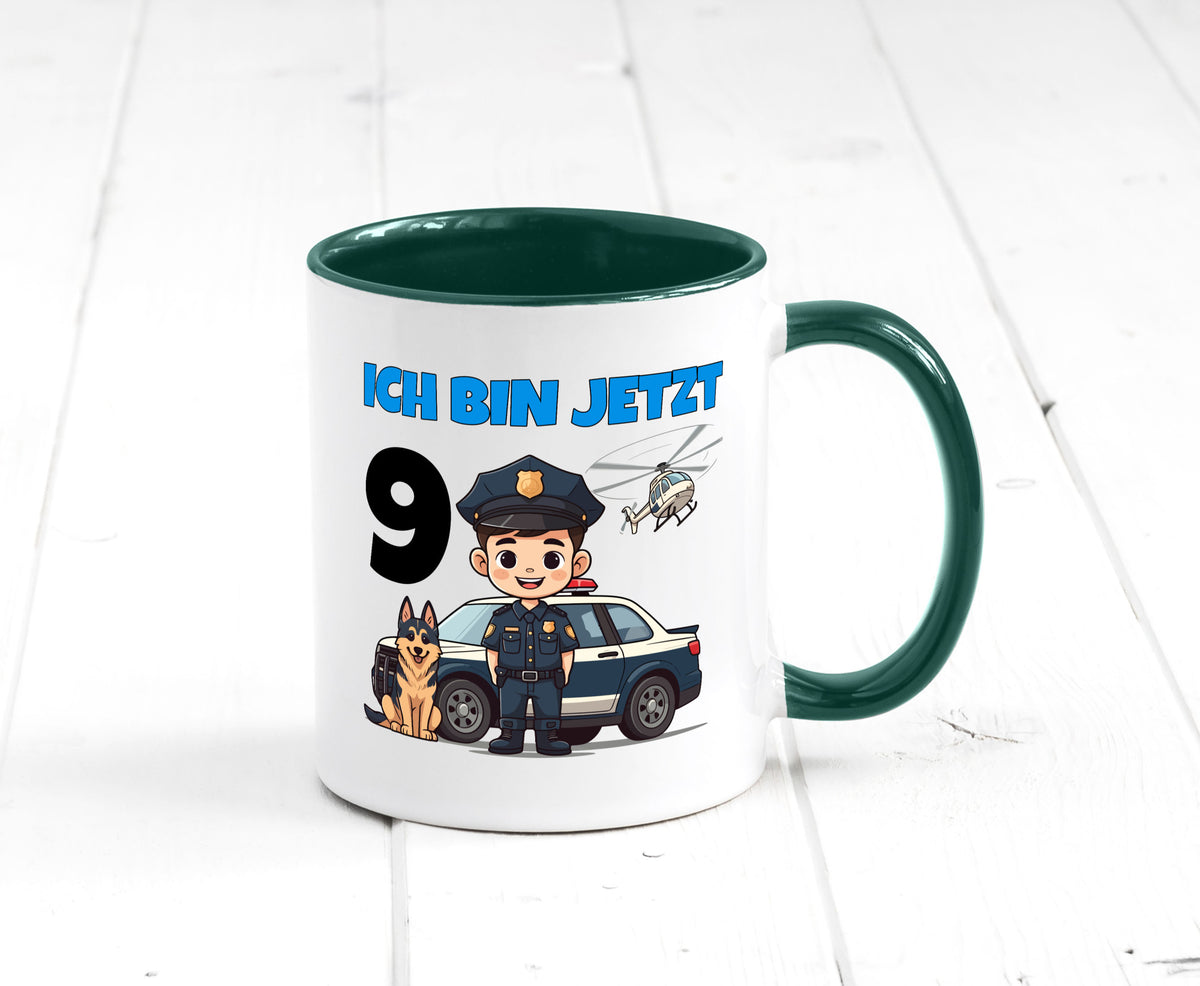 9. Geburtstag | 9 Jahre Polizei Kind Polizeiauto lustig Geschenkidee Geschenk Tasse
