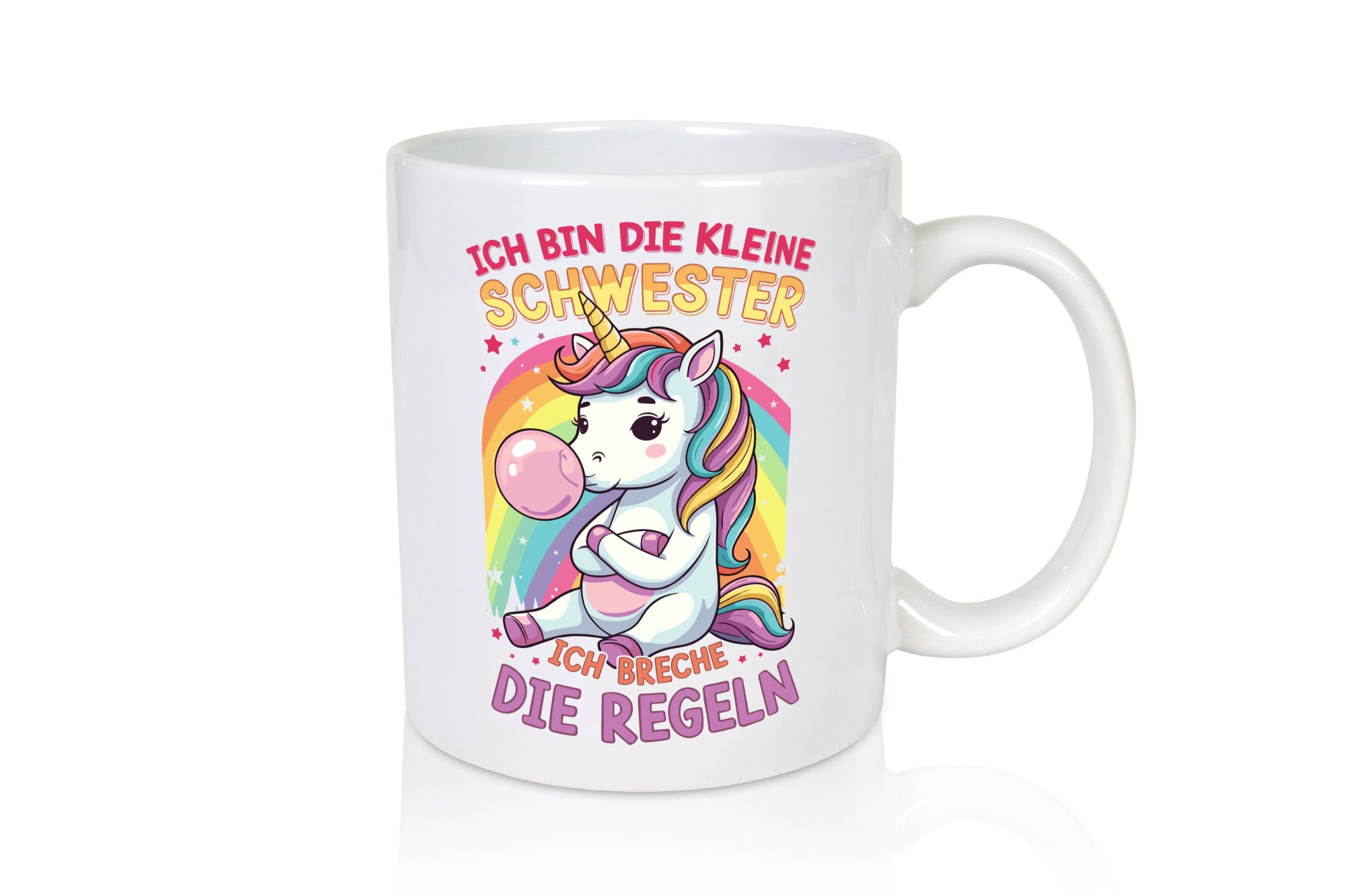 Bin die Kleine schwester ich breche Regeln | Einhorn Humor Geschenkidee Tasse