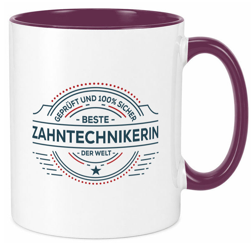 Geprüft und sicher: Zahntechnikerin | Zahnmedizin Geschenkidee Humor Tasse