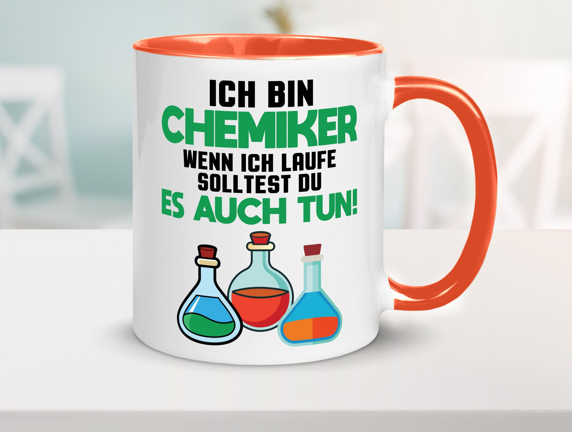Ich bin chemiker wnen laufe solltest du es auch tun Humor Geschenkidee Tasse