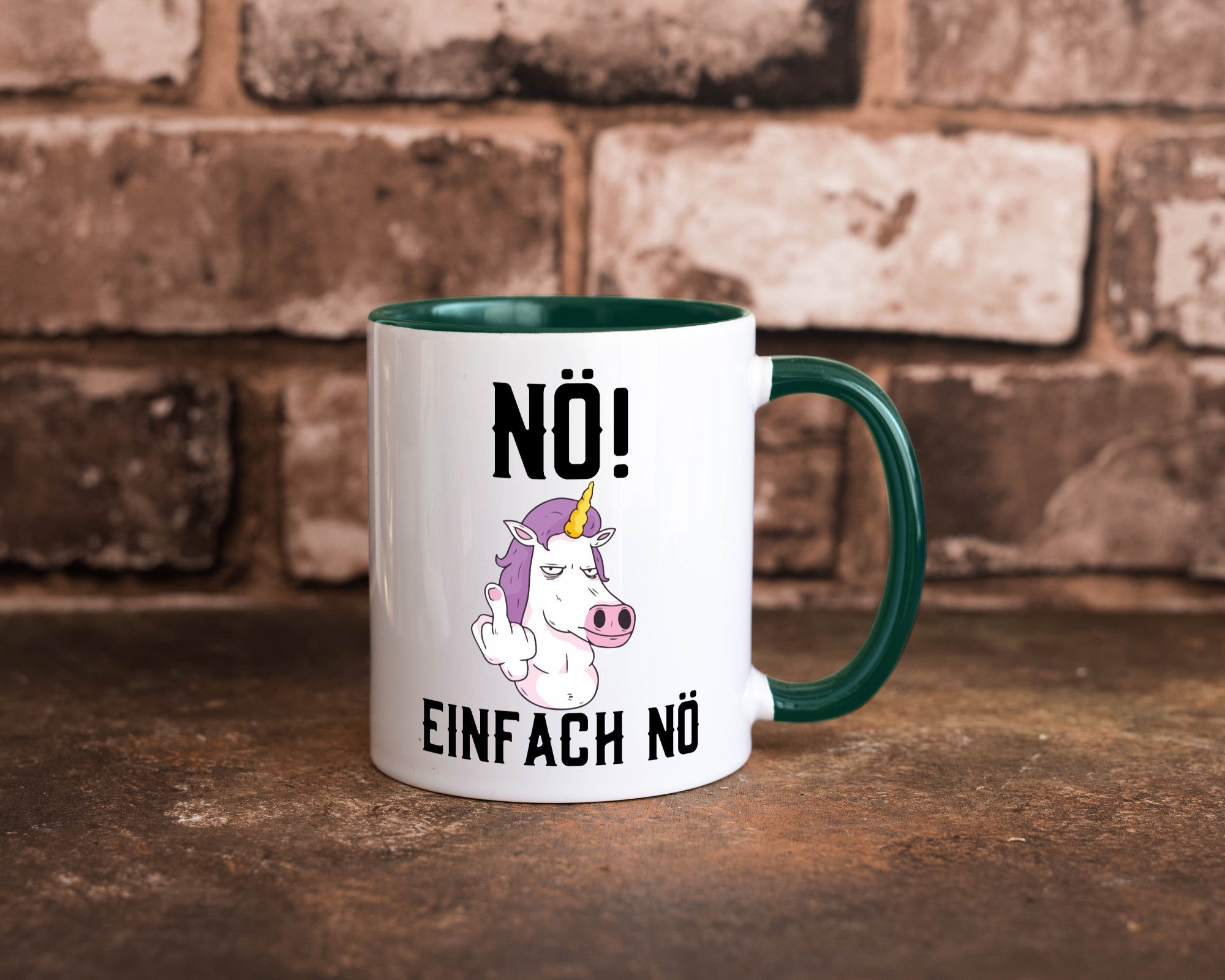 Einfach Nö | Keinen Bock Einhorn Mittelfinger Comic Geschenkidee Humor Tasse