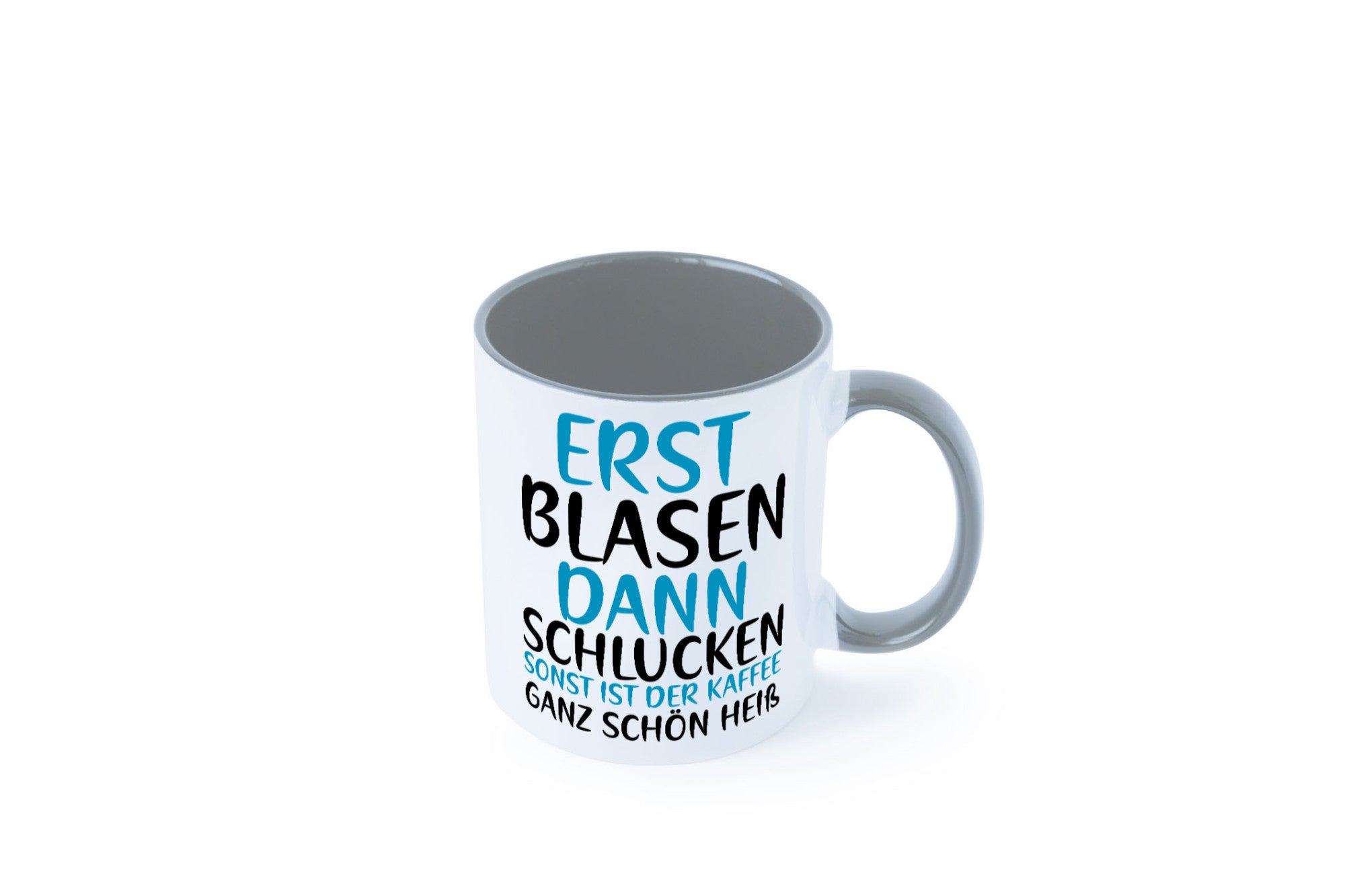 Erst Blasen dann Schlucken | kecker Spruch Lippenstift Geschenkidee Humor Tasse
