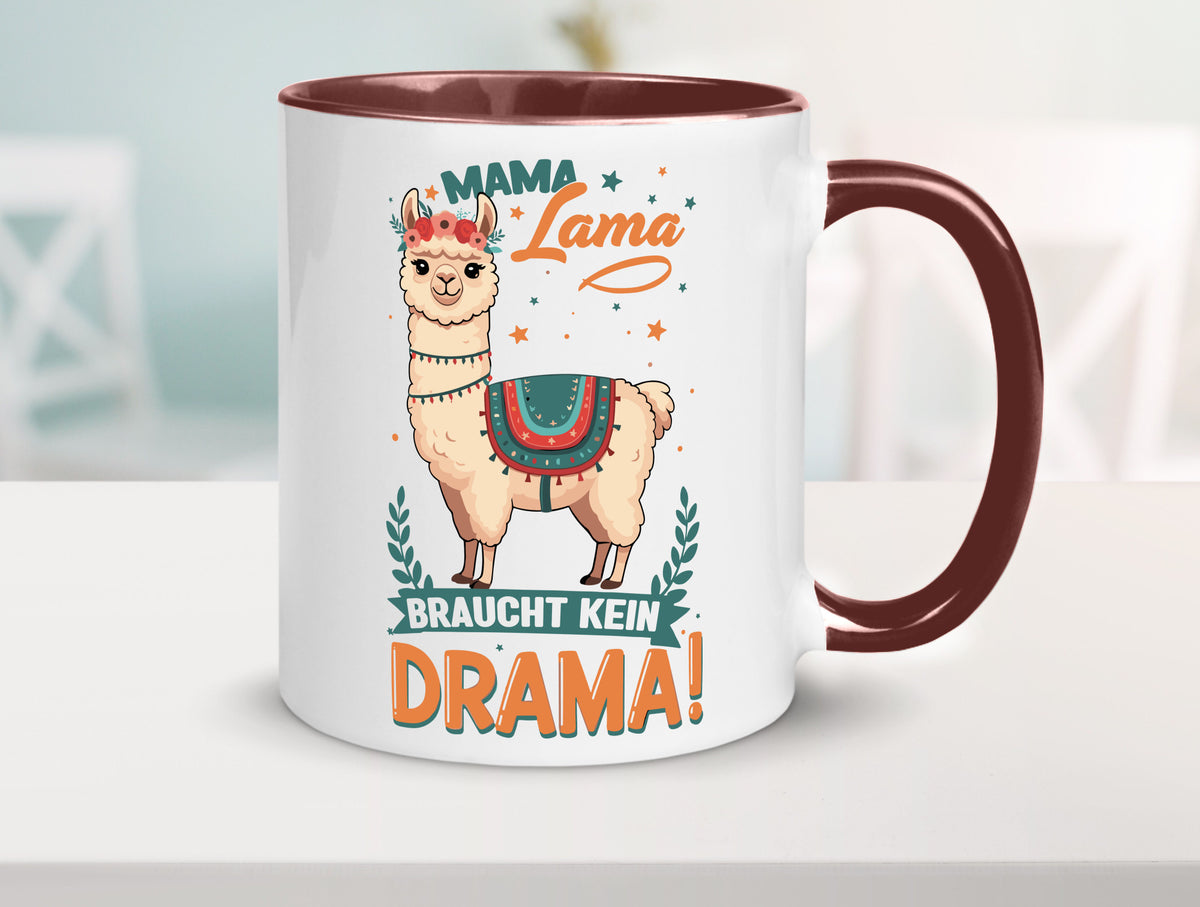 Mama Lama braucht kein Drama | Muttertag Humor Familie Geschenkidee Tasse