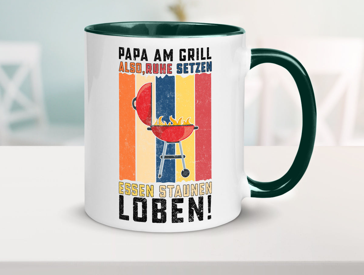 Papa am Grill | Grillmeister BBQ Grillabend v2 Geschenkidee Humor Tasse