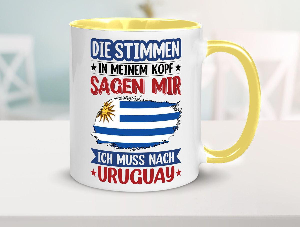 Uruguay | Urlaub Stimmen in meinem Kopf Traumland Geschenk Humor Geschenkidee Tasse