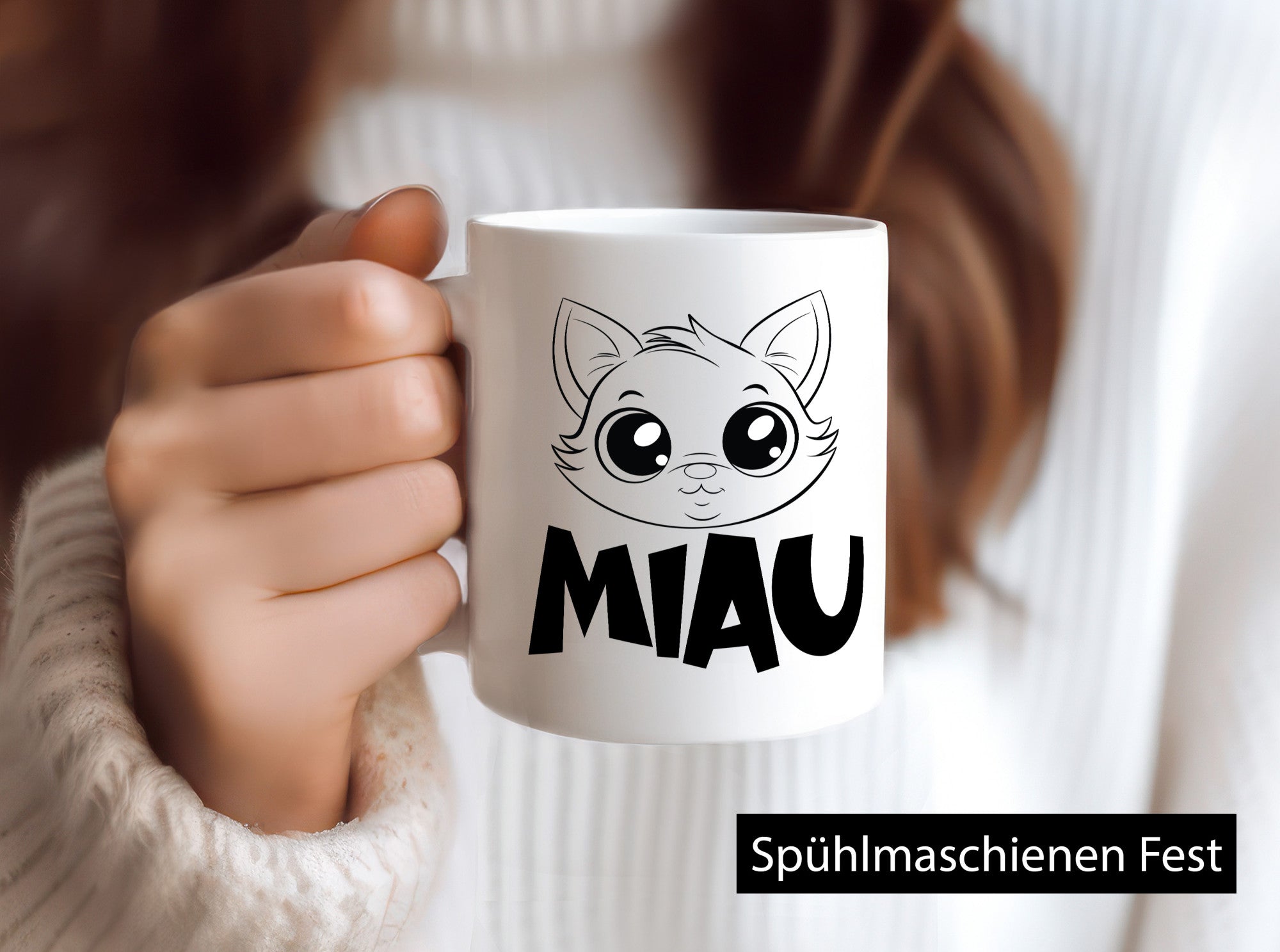 Miau | Katze Geschenkidee Tierliebhaber Humor Tasse