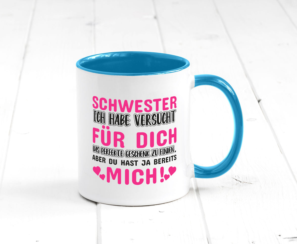 Schwester Tasse | lustiger Spruch Geschwisterliebe v2 Humor Geschenkidee