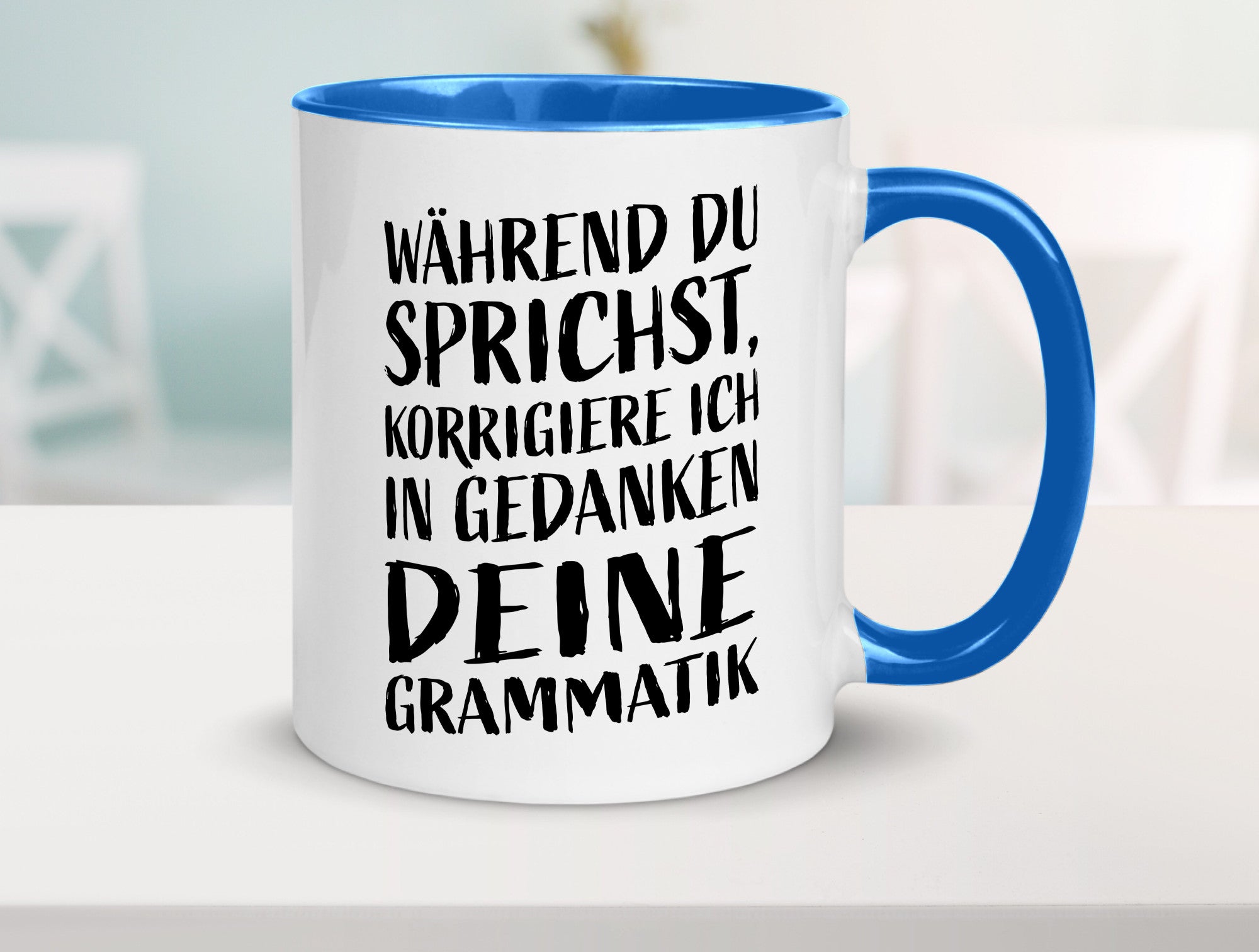 Während du sprichst, Grammatik korrigieren lustiger Spruch Geschenk Humor