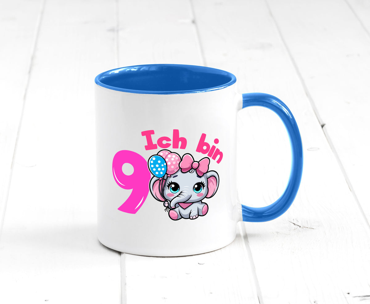 9. Geburtstag | 9 Jahre Elefant Mädchen Geschenk Geschenkidee lustiger Spruch Tasse