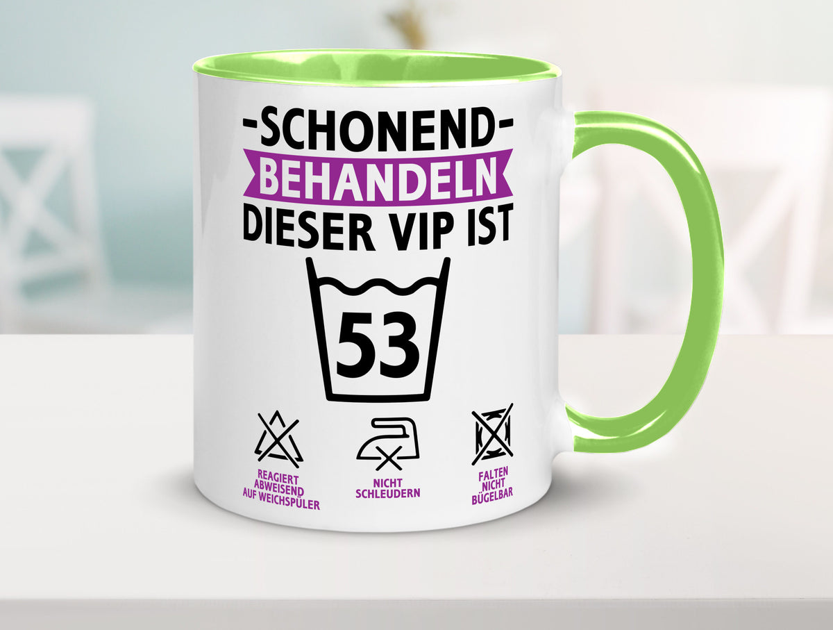 53 Geburtstag | schonend behandeln Jahre v2 lustiger Spruch Geschenk Tasse