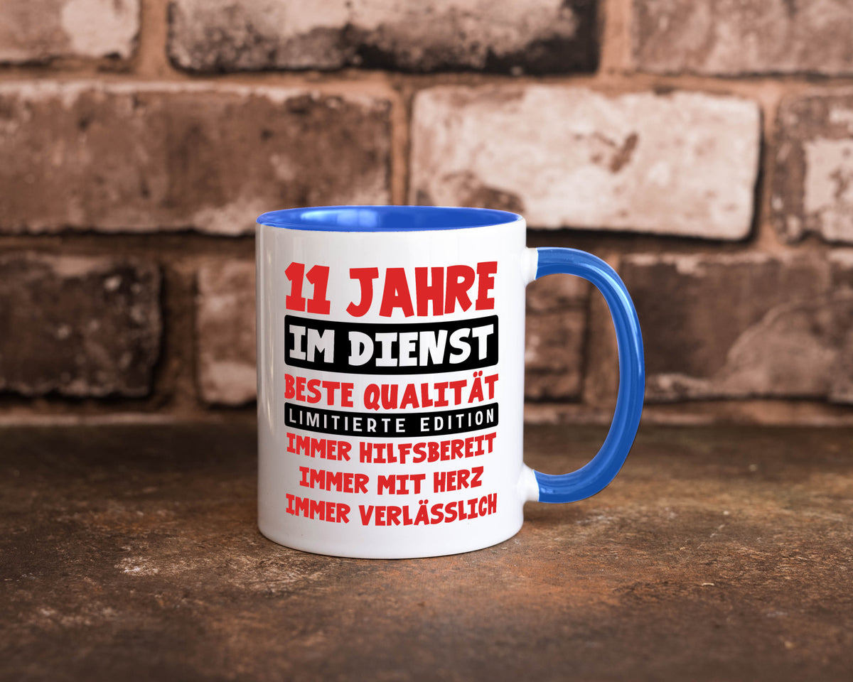 11 Jahre im Dienst | Jubiläum Arbeit v9 Geschenkidee Kollegen Büro Humor Tasse