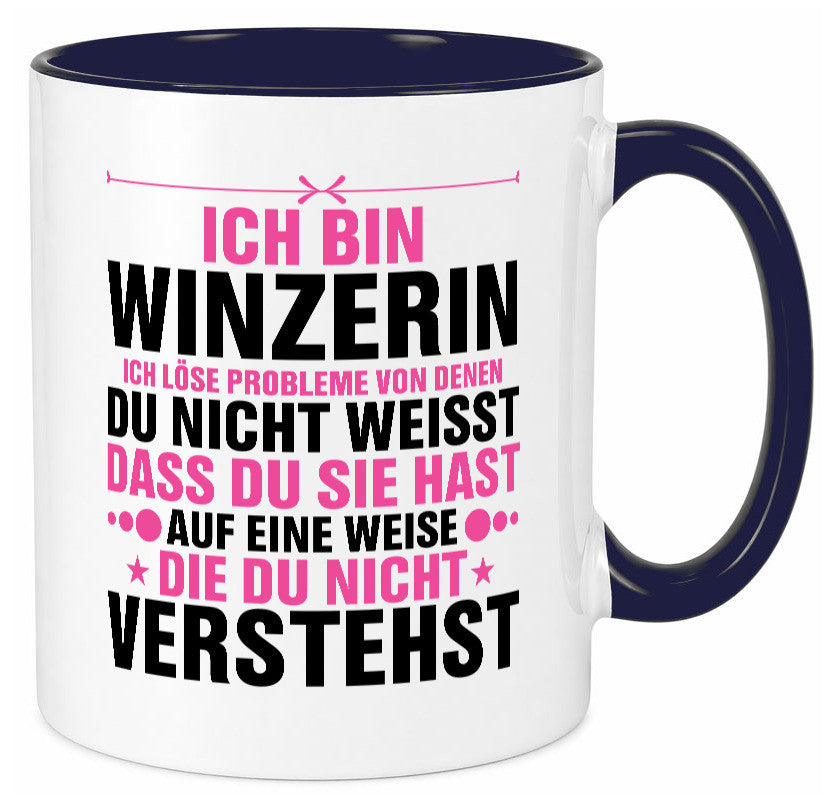 Löse Probleme: Winzerin | Weinbauer Wein Humor Geschenkidee Tasse