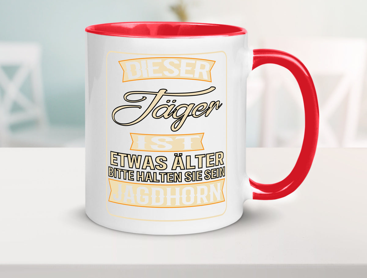 Dieser Jäger ist etwas Älter halten sie sein Jagthorn lustiger Spruch Geschenk Tasse