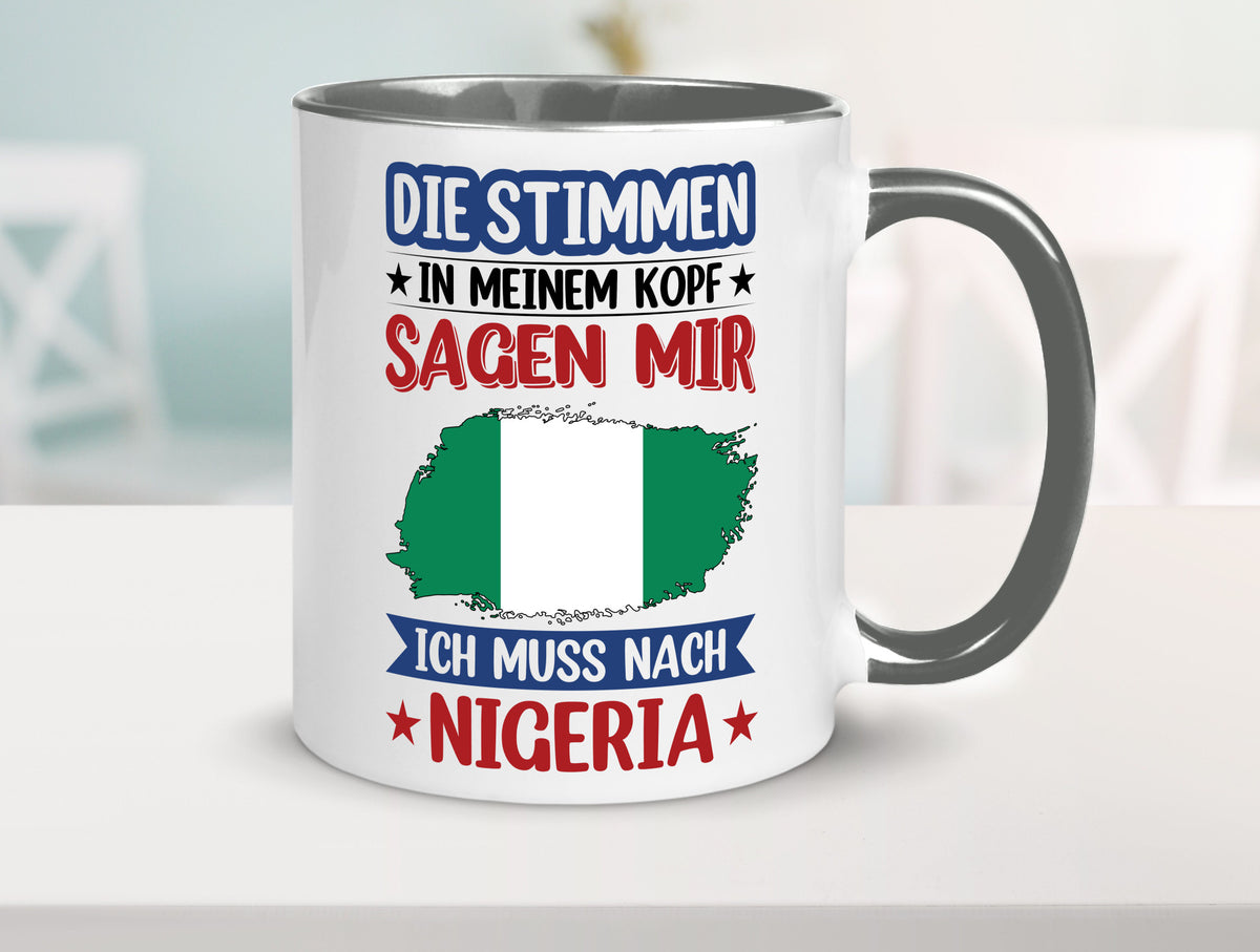 Nigeria | Urlaub Stimmen in meinem Kopf Traumland Geschenk Humor Geschenkidee Tasse