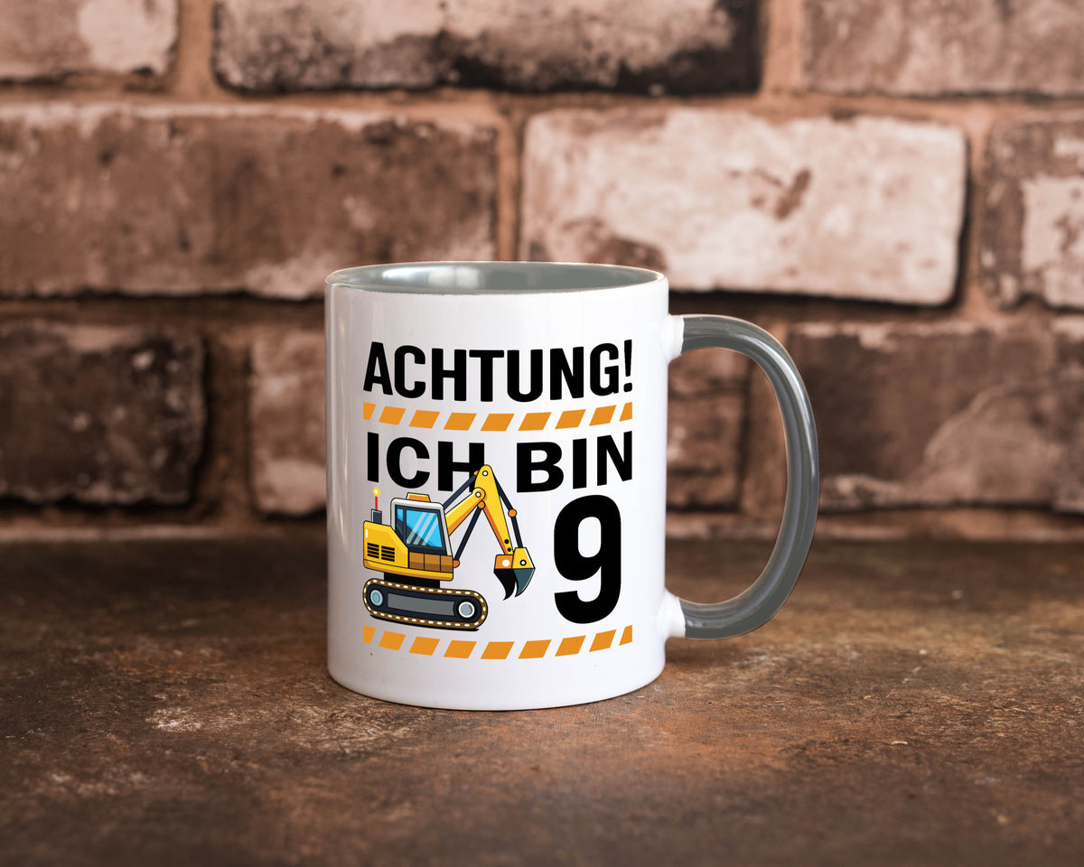 9 Geburtstag Ich bin | Bagger Junge lustiger Spruch Geschenk Geschenkidee Tasse