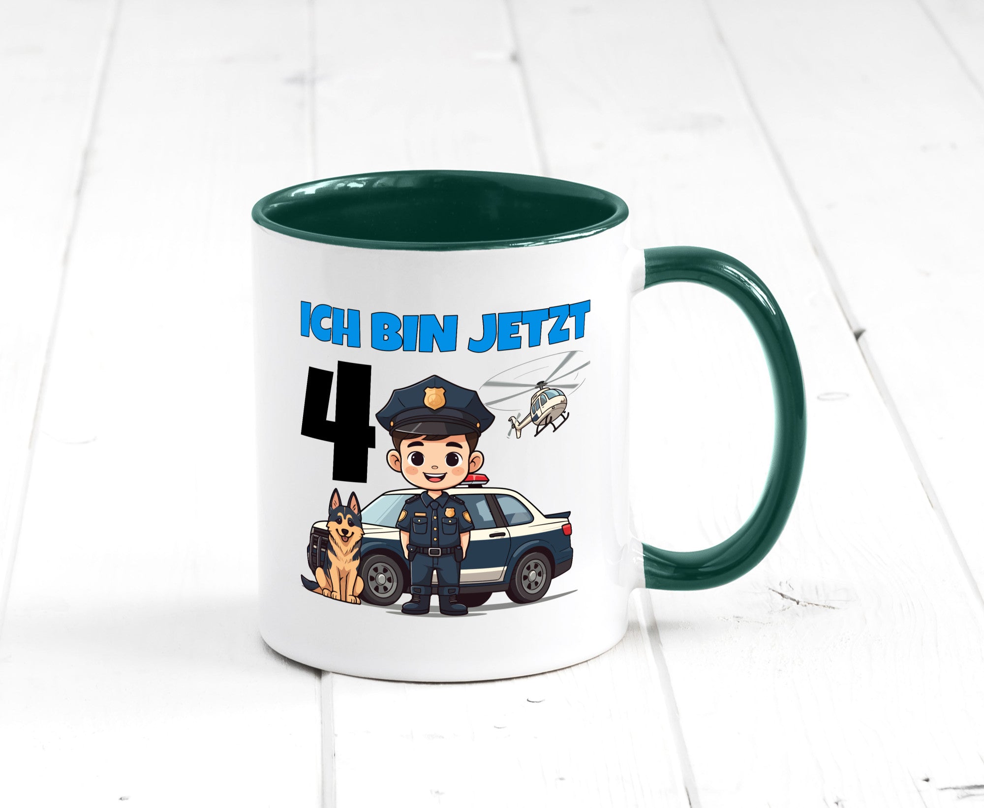 4. Geburtstag | 4 Jahre Polizei Kind Polizeiauto Humor Geschenkidee Tasse