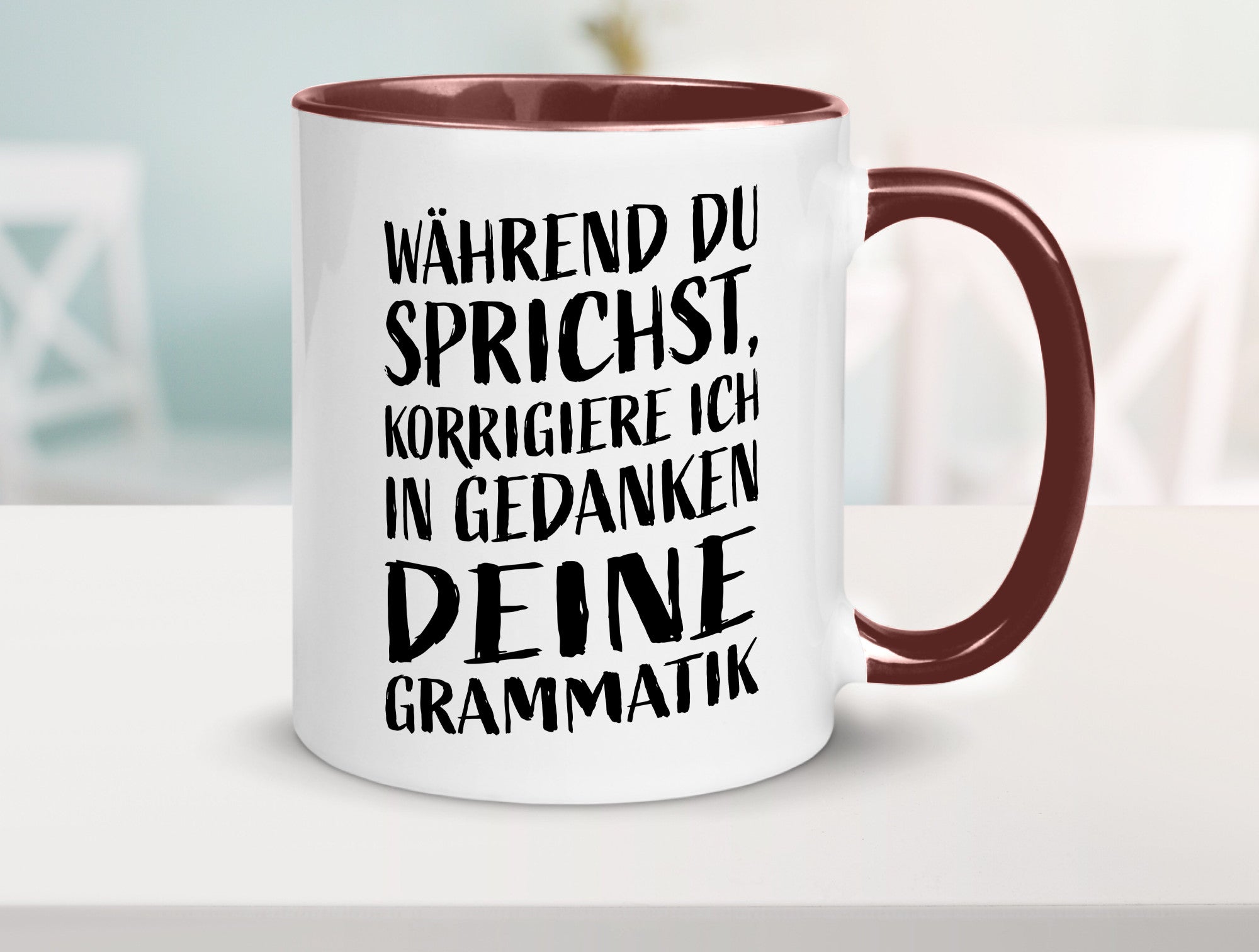 Während du sprichst, Grammatik korrigieren lustiger Spruch Geschenk Humor