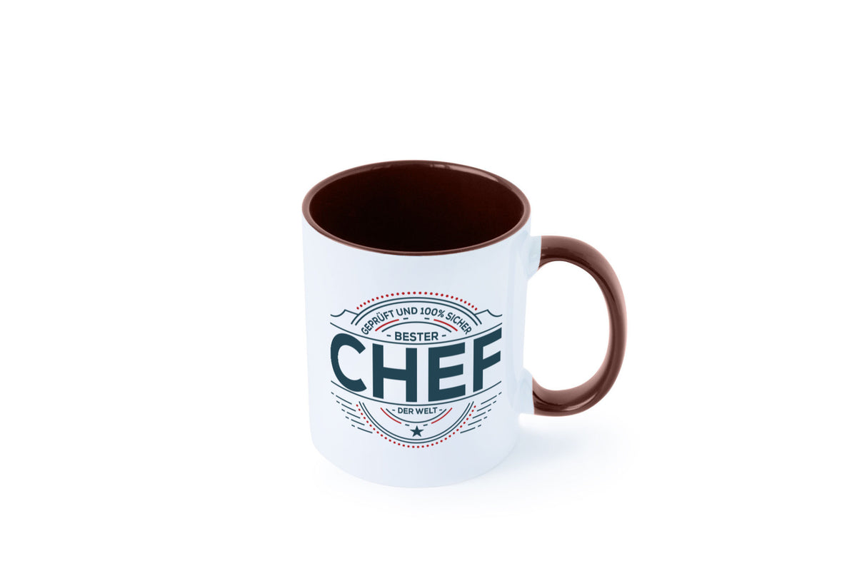 Geprüft und sicher: Chef | Führungskraft Vorgesetzter lustig Arbeit Kollegen Tasse