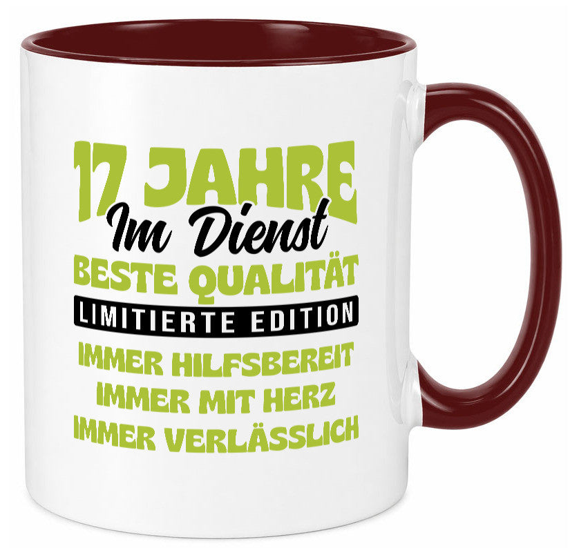 17 Jahre im Dienst | Jubiläum Arbeit v4 Geschenk Kollegen Büro lustiger Spruch Tasse