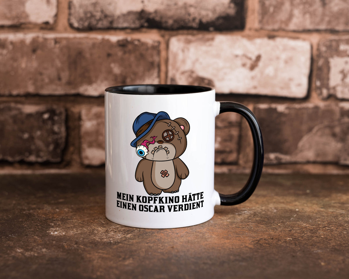 Mein Kopfkino hätte Oscar verdient | kaputter Bär Comic lustiger Spruch Tasse