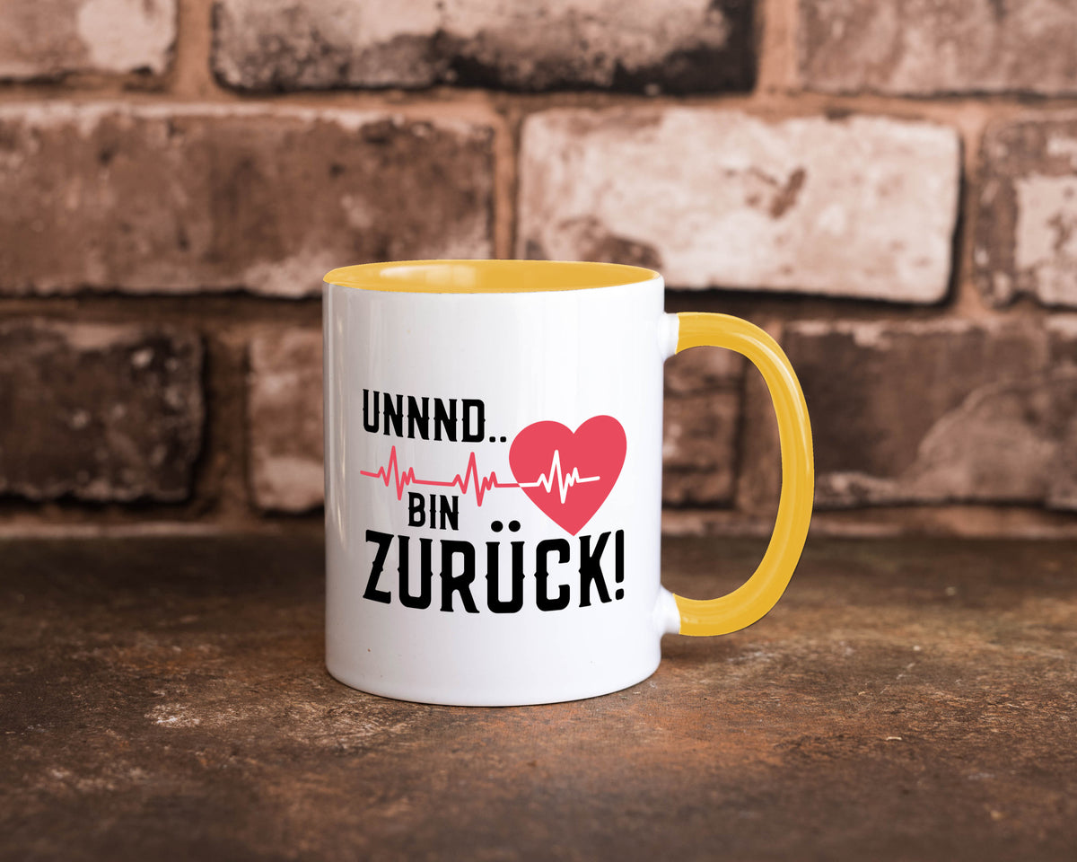 Bin zurück | Herzschlag Reanimation Puls Arzt Klinik Geschenk Humor Tasse
