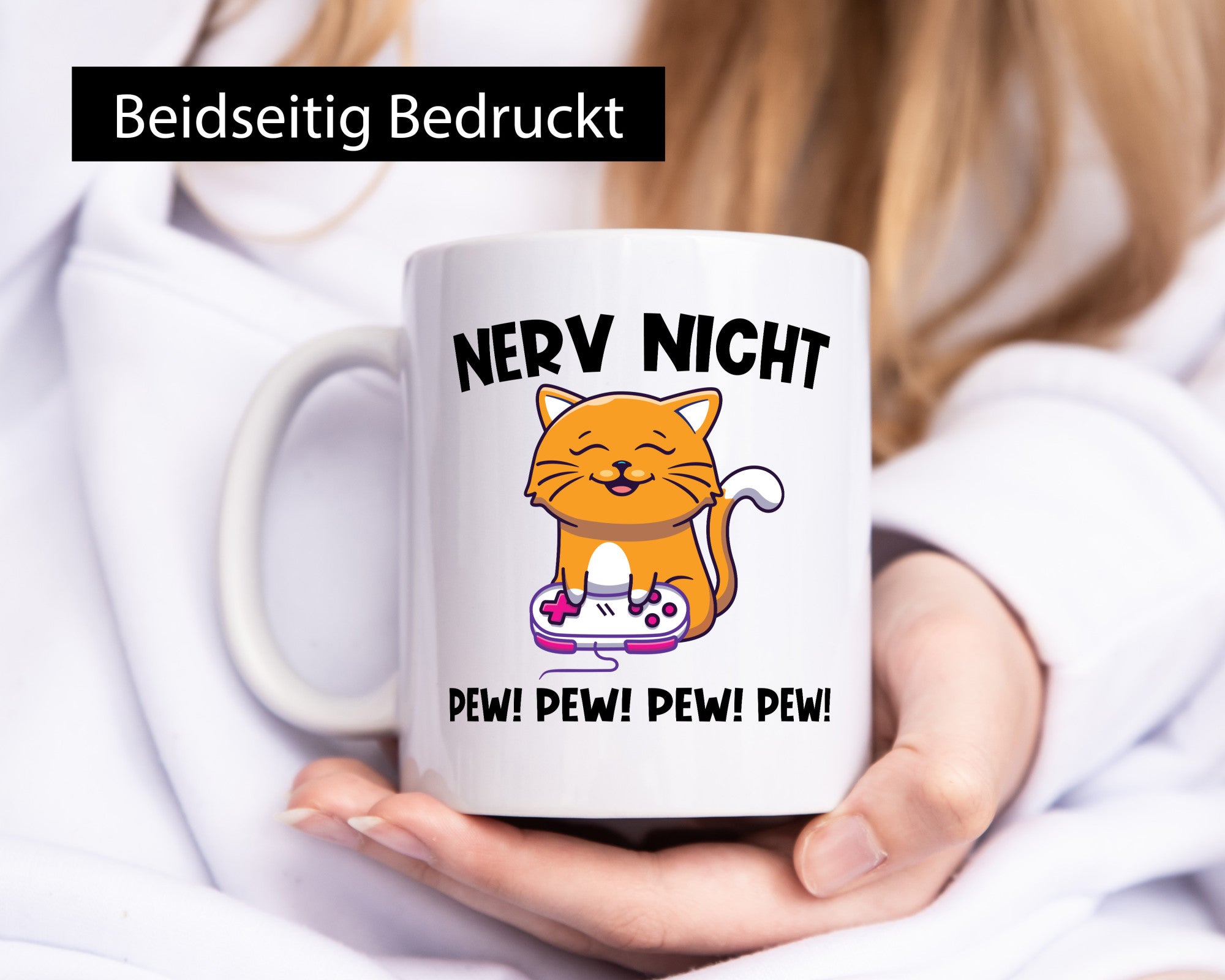 Nerv nicht pew | Katze Zocken Gamer Humor Tierliebhaber Geschenkidee Tasse