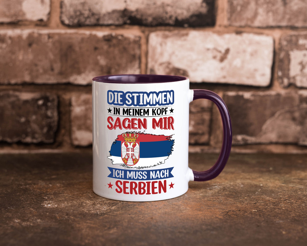 Serbien | Urlaub Stimmen in meinem Kopf Traumland v2 Geschenk Humor Tasse