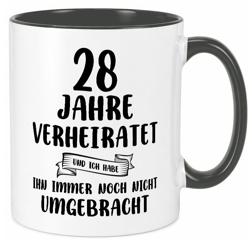 28 Jahre Verheiratet, immer noch am Leben! Geschenkidee Humor Tasse