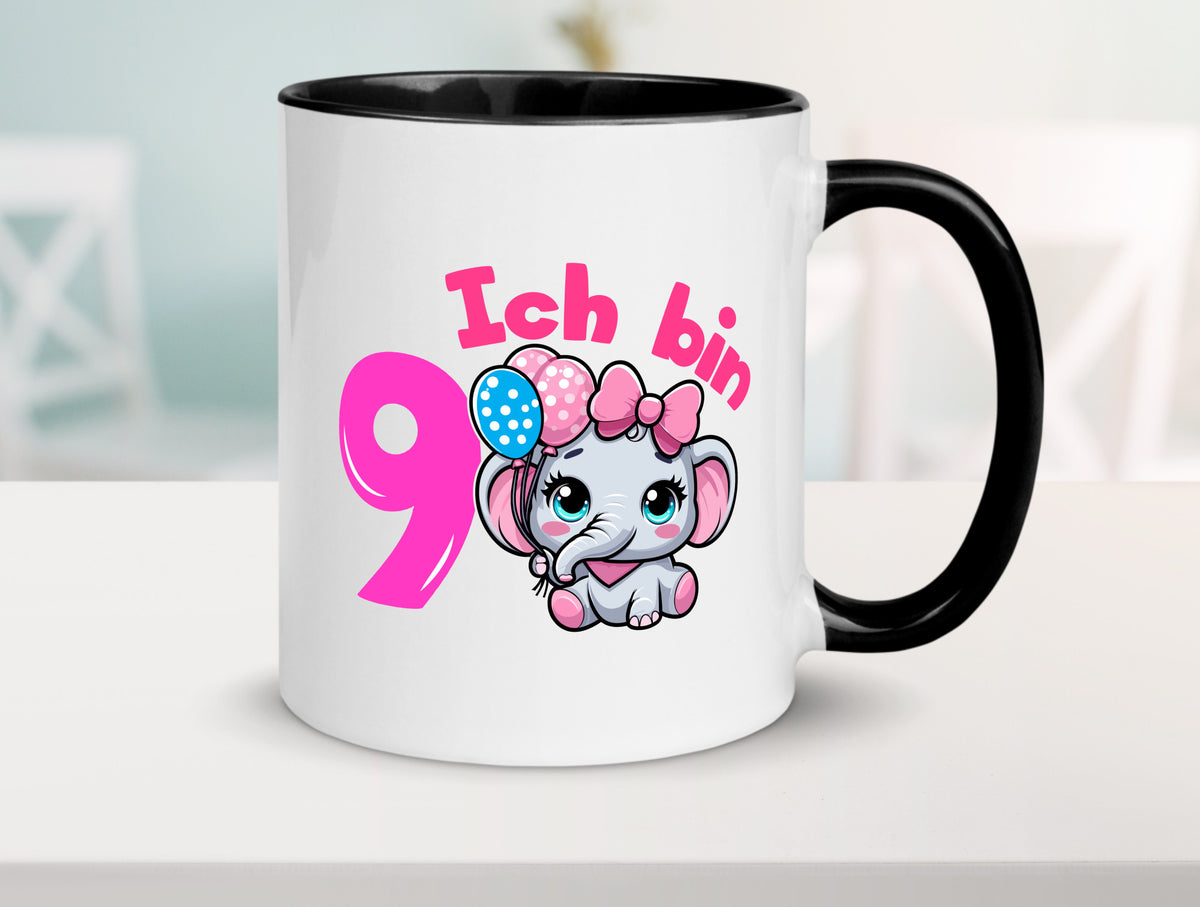 9. Geburtstag | 9 Jahre Elefant Mädchen Geschenk Geschenkidee lustiger Spruch Tasse