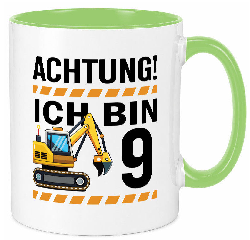 9 Geburtstag Ich bin | Bagger Junge lustiger Spruch Geschenk Geschenkidee Tasse