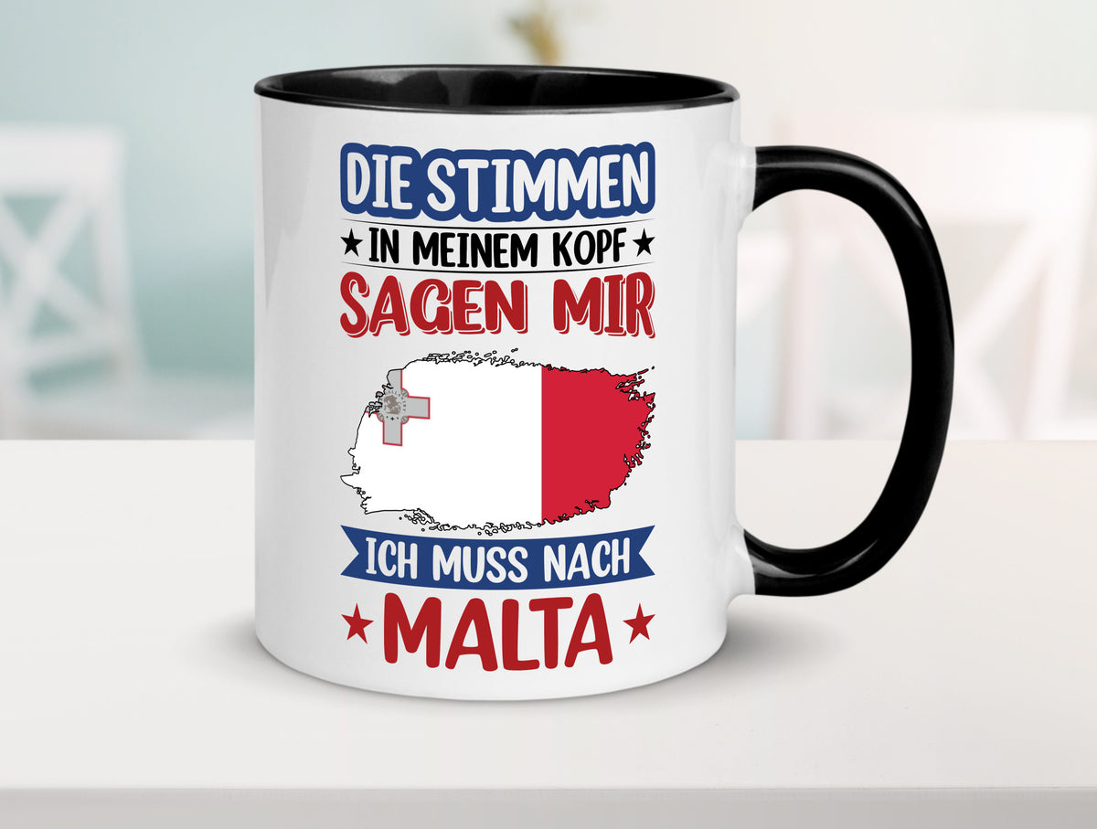 Malta | Urlaub Stimmen in meinem Kopf Traumland lustiger Spruch Geschenk Humor Tasse