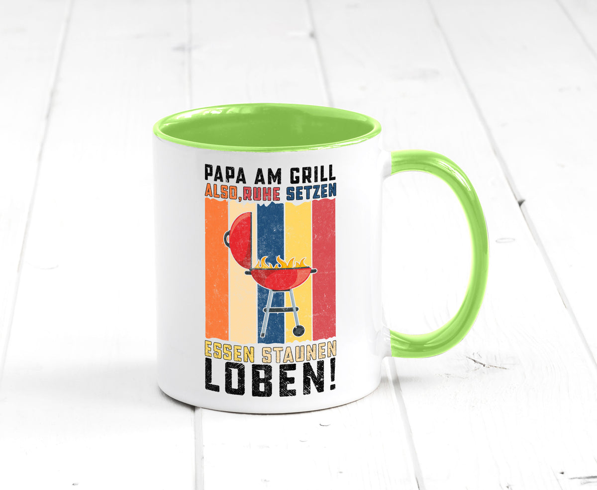 Papa am Grill | Grillmeister BBQ Grillabend v2 Geschenkidee Humor Tasse