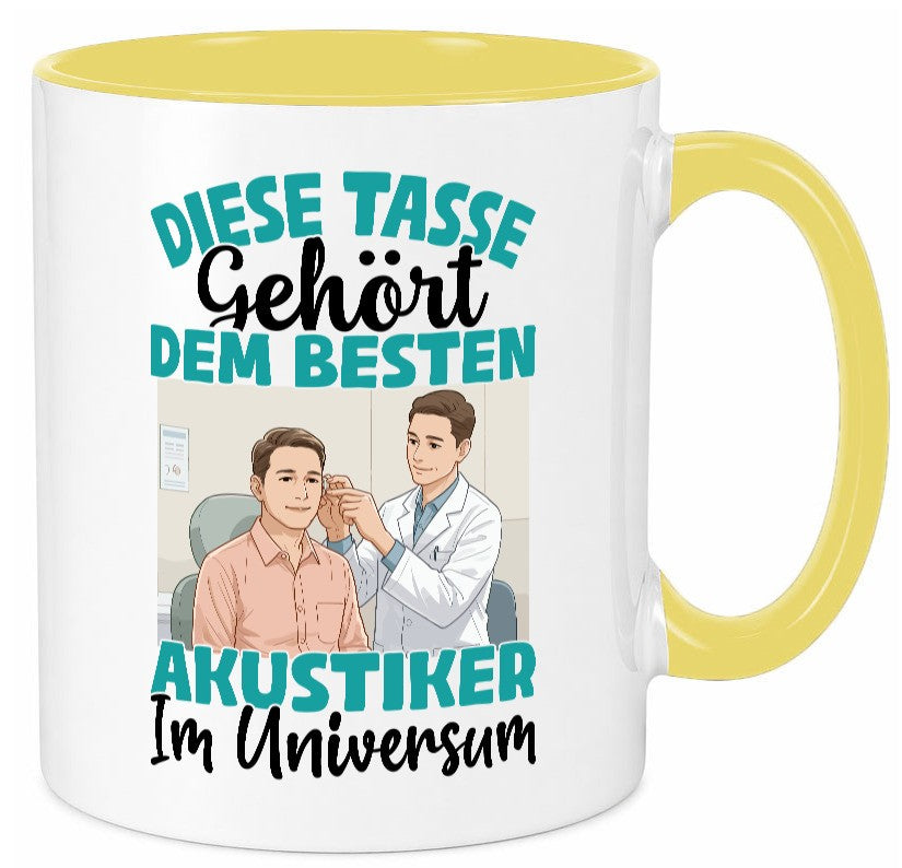 Im Universum: Akustiker | Akustik Hörgeräteakustik Geschenk Humor Geschenkidee Tasse