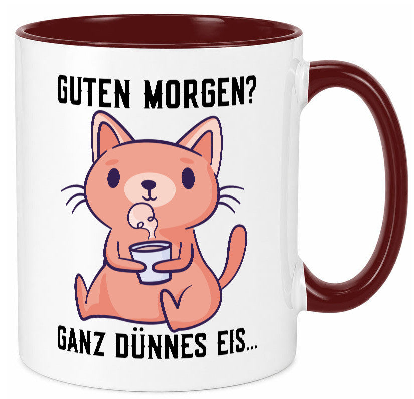 Guten Morgen | Morgenmuffel Dünnes Eis Katze mit Pulli Geschenk Tierliebhaber Tasse