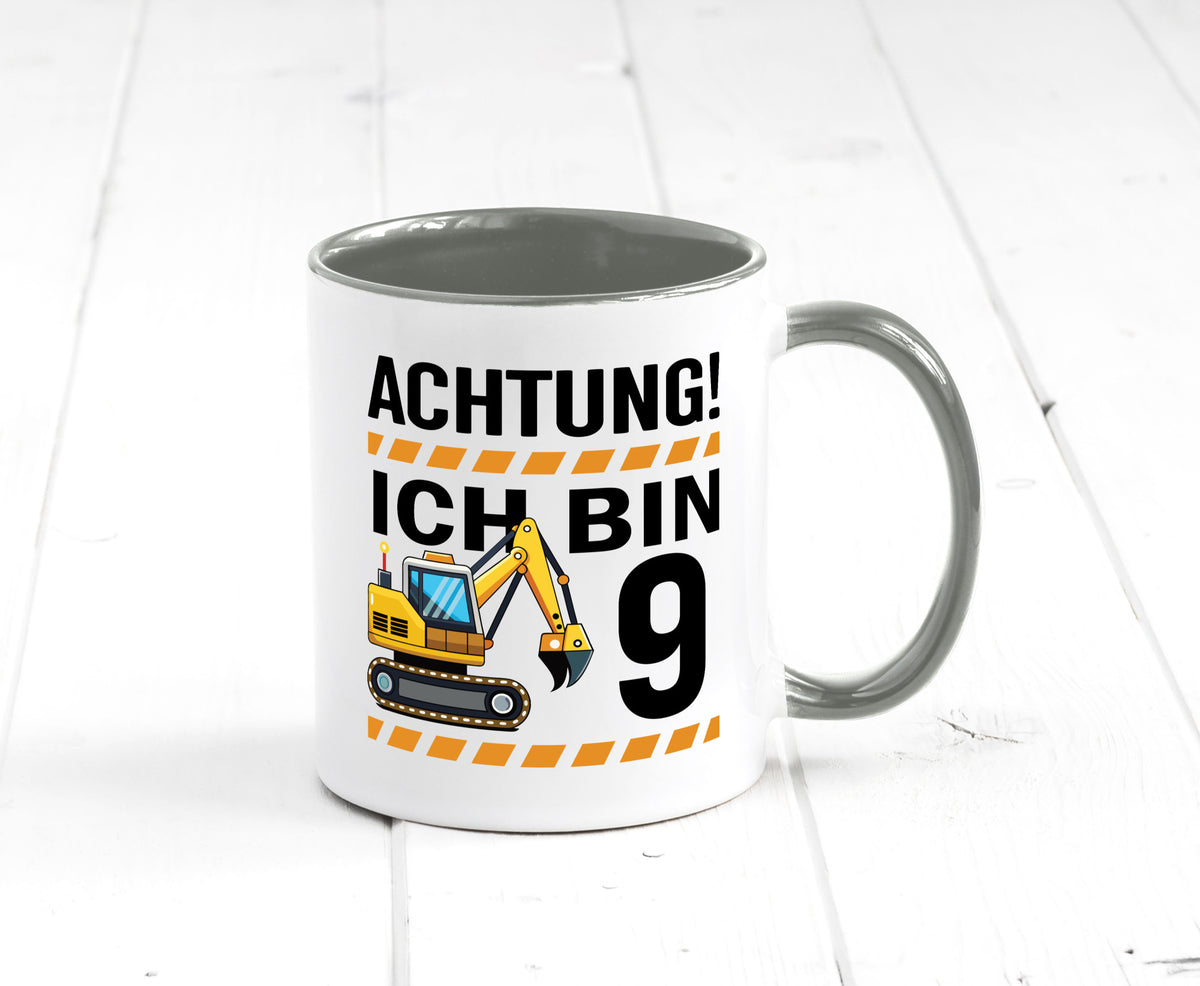 9 Geburtstag Ich bin | Bagger Junge lustiger Spruch Geschenk Geschenkidee Tasse