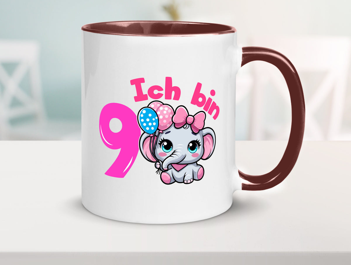 9. Geburtstag | 9 Jahre Elefant Mädchen Geschenk Geschenkidee lustiger Spruch Tasse
