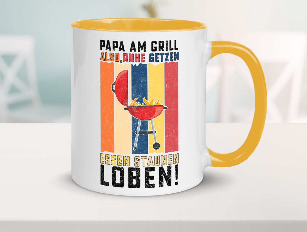 Papa am Grill | Grillmeister BBQ Grillabend v2 Geschenkidee Humor Tasse