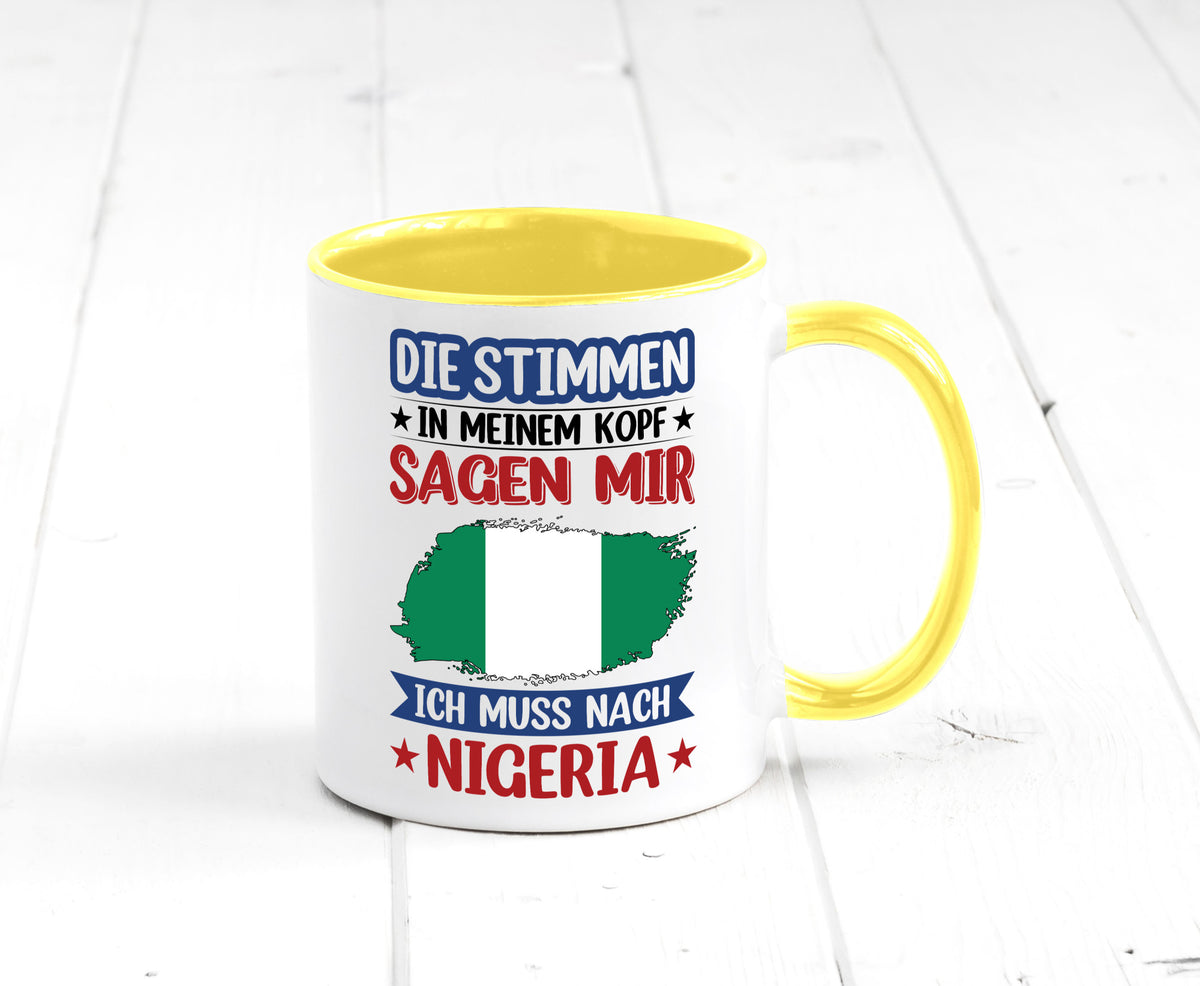 Nigeria | Urlaub Stimmen in meinem Kopf Traumland Geschenk Humor Geschenkidee Tasse