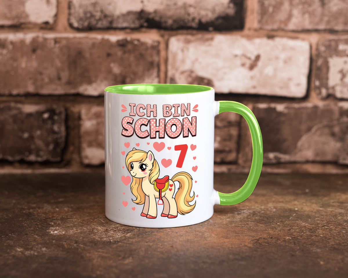 7. Geburtstag | 7 Jahre Mädchen Reiten Pony lustiger Spruch Geschenk Tasse