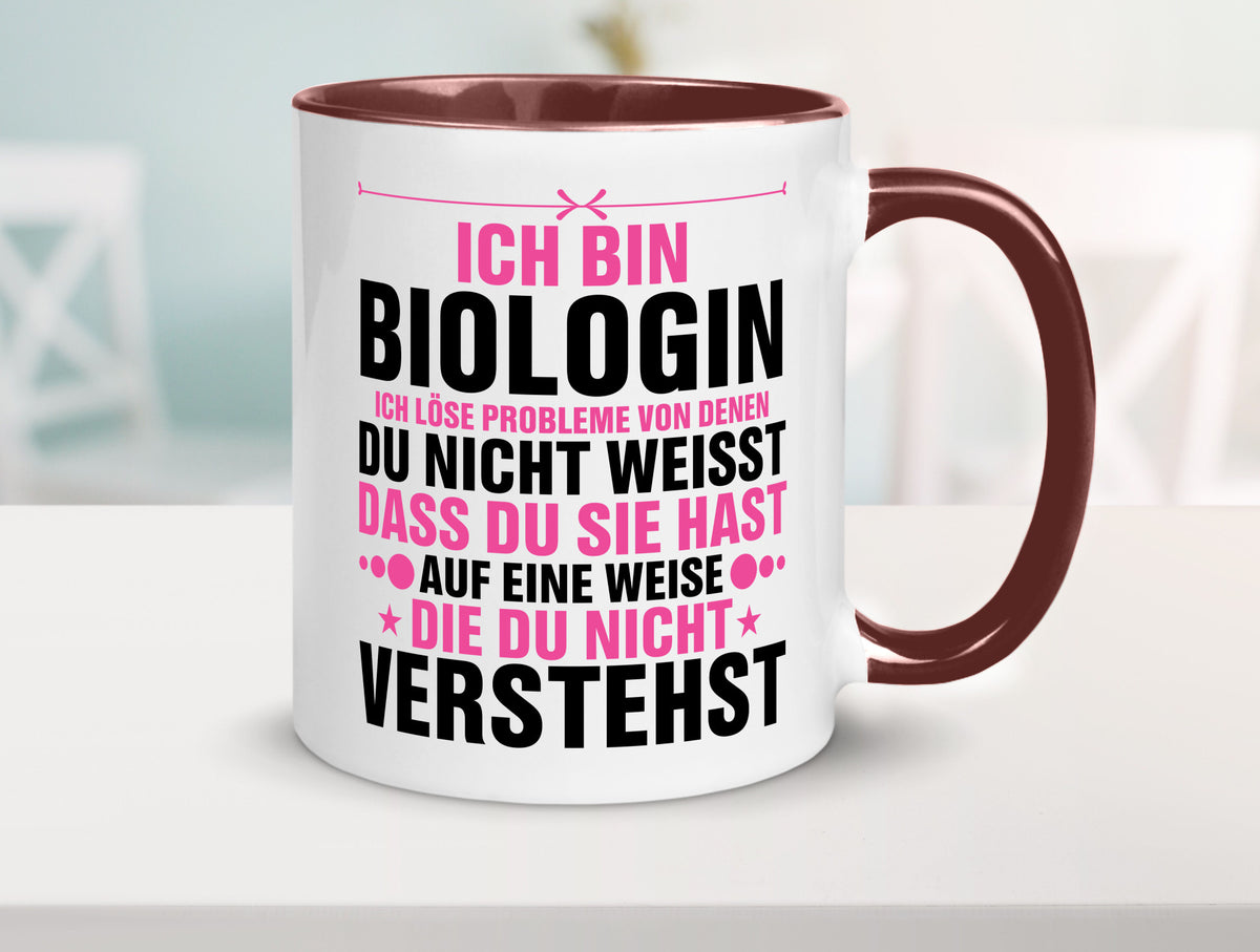 Löse Probleme: Biologin | Biologie Naturforscherin lustig Humor Geschenkidee Tasse