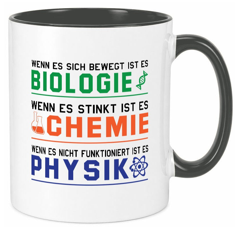 Biologie, Chemie, Physik | Reagenzglas lustig Humor Geschenkidee Geschenk Tasse