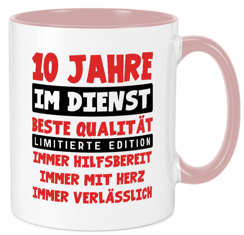 10 Jahre im Dienst | Jubiläum Arbeit v9 lustig Kollegen Büro Geschenk Tasse