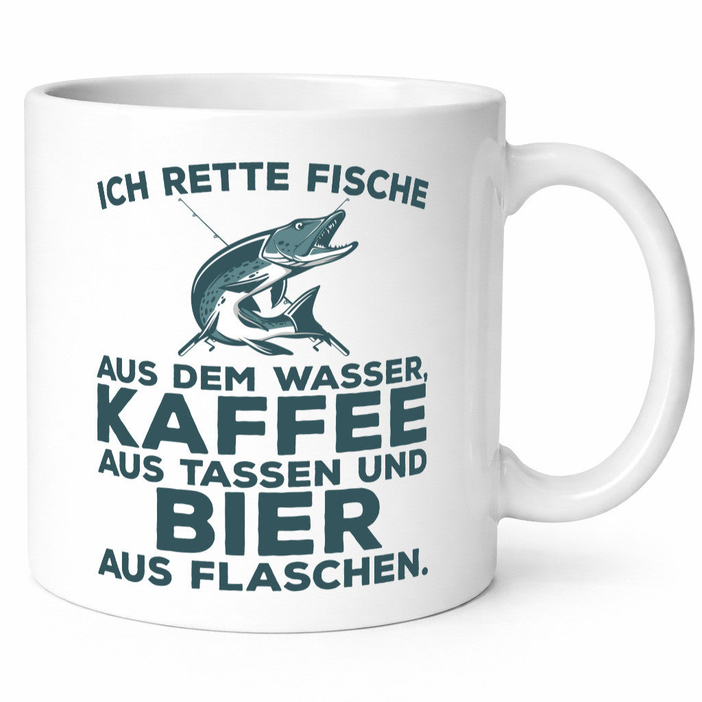 Ich rette Fische | Angler Tasse Biertrinker Humor Geschenkidee