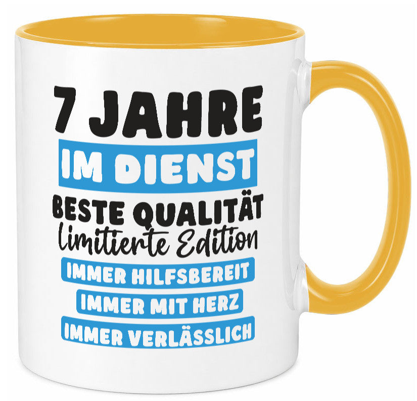 7 Jahre im Dienst | Jubiläum Arbeit v6 lustig Kollegen Büro Geschenk Tasse