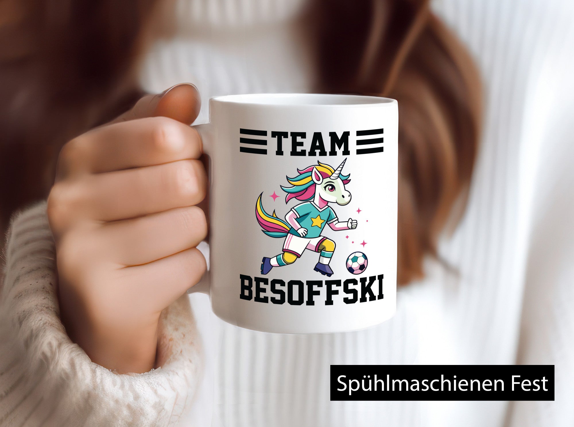 Team Besoffski | Einhorn Fußball v2 Geschenkidee Humor Tasse