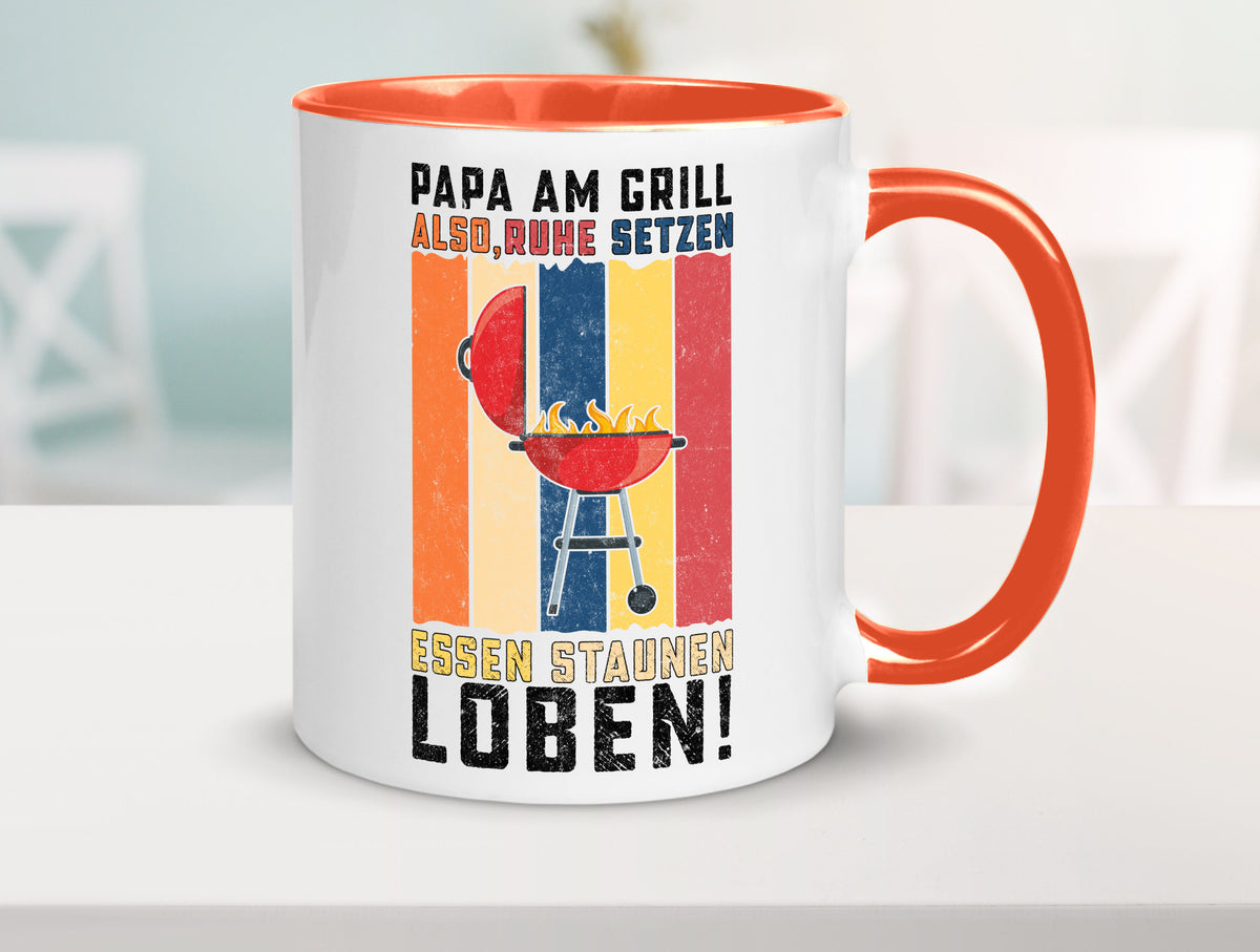 Papa am Grill | Grillmeister BBQ Grillabend v2 Geschenkidee Humor Tasse