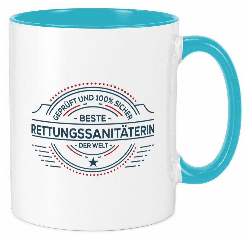 Geprüft und sicher: Rettungssanitäterin | Sanitäter Geschenkidee Humor Tasse