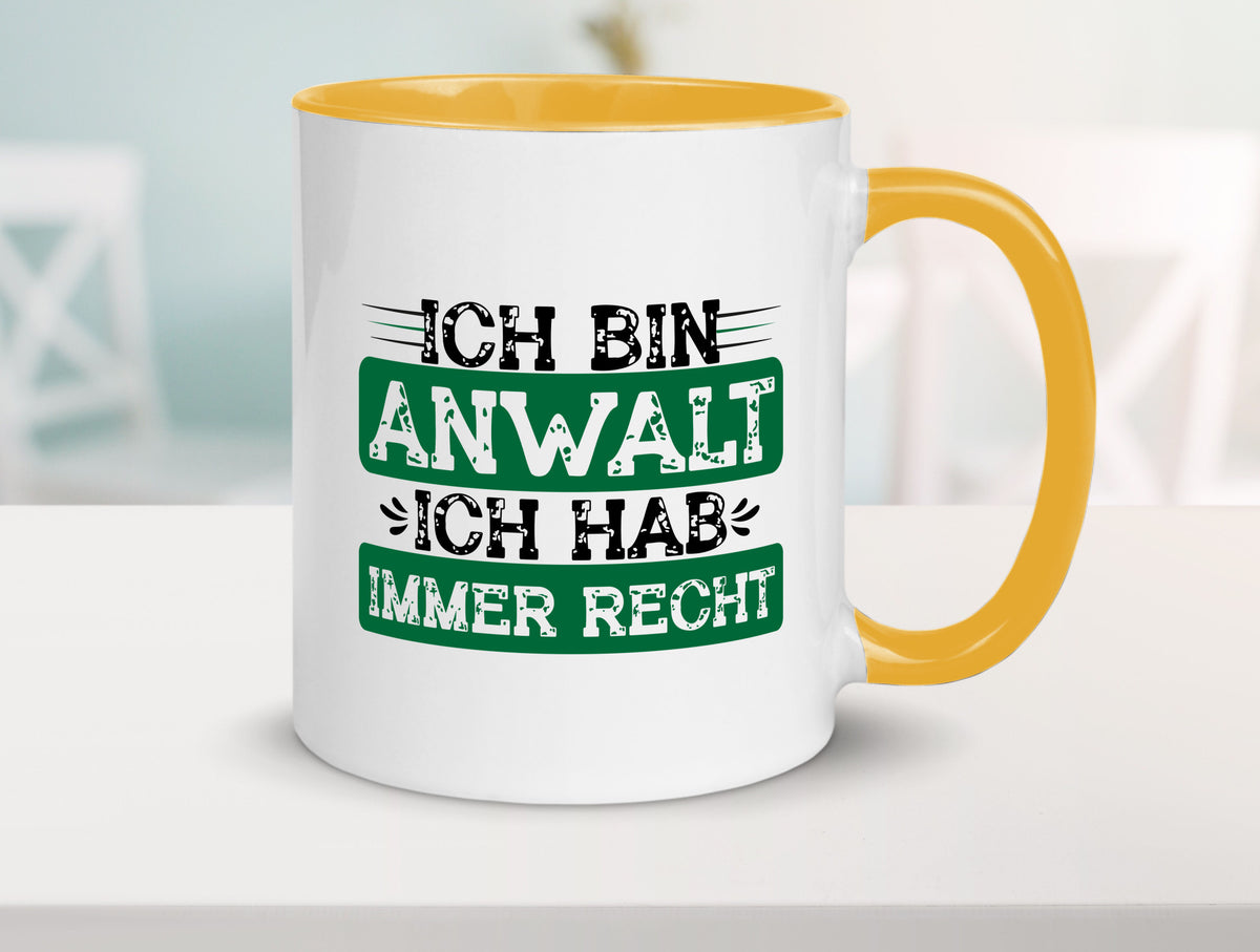 Ich bin Anwalt habe immer Recht | Jura Humor Geschenkidee Tasse