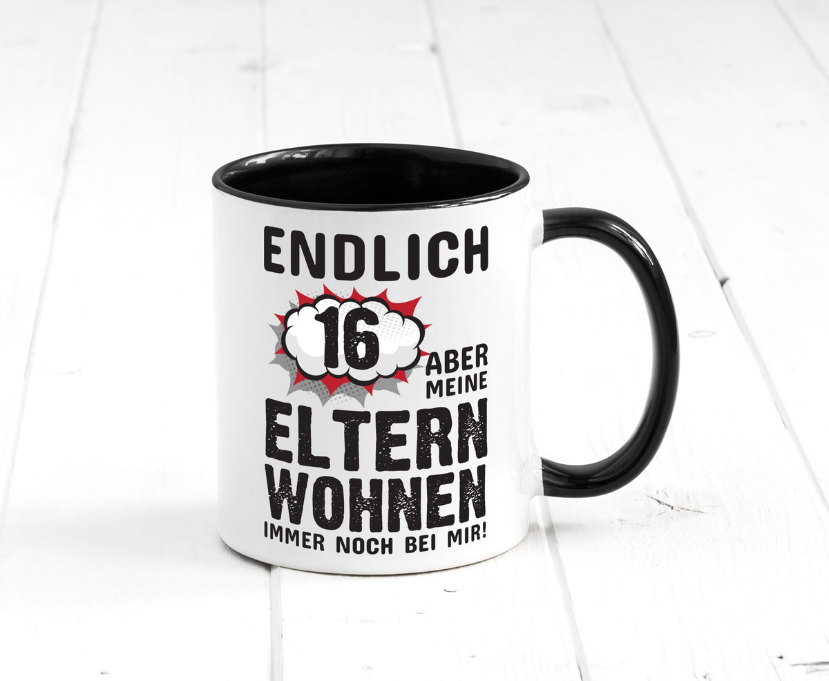 Endlich 16 | Geburtstag Tasse lustiges Statement lustiger Spruch Geschenk