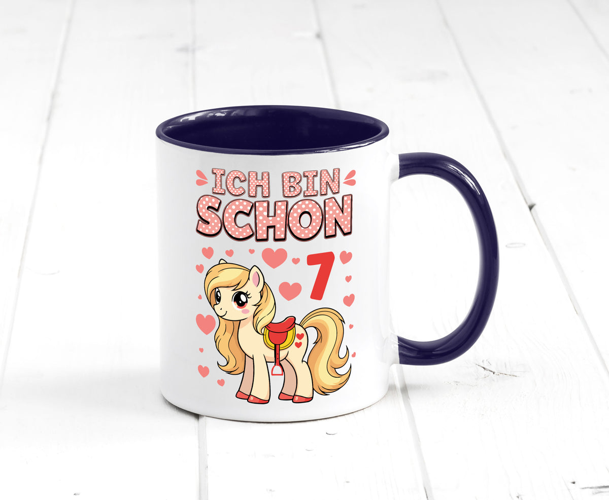 7. Geburtstag | 7 Jahre Mädchen Reiten Pony lustiger Spruch Geschenk Tasse